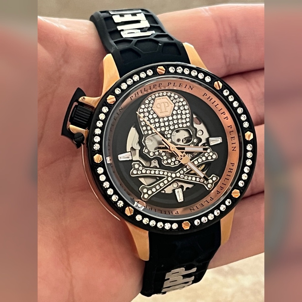 The Philipp Plein Hyper Sport PWUAA0223 Black & Rose Gold Color Automatic Watch